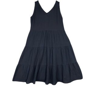 NEW Sonoma Gauze Tiered Midi Dress Sz XL Black